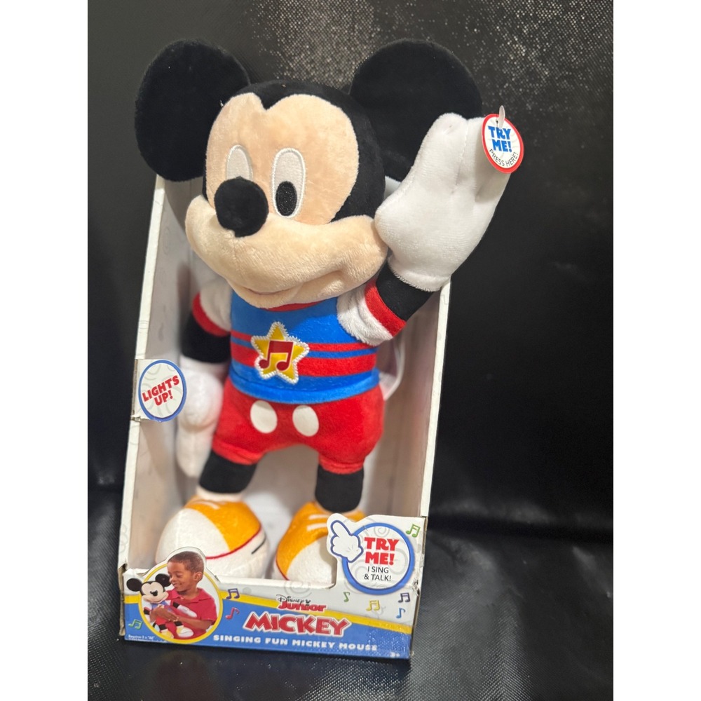 Disney Junior Singing Fun Mickey Mouse Plush Toy Lights Up Sings Talks New